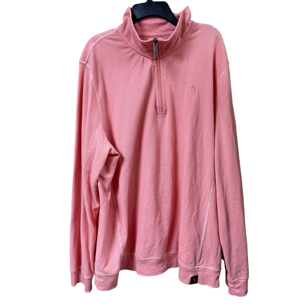 Margaritaville 1/4 Quarter Zip Sweatshirt Salmon Peach Cotton Mens XL